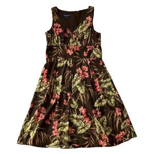 Jones New York Tropical Floral Fit and Flare Dress Size 12 Summer Vacation
